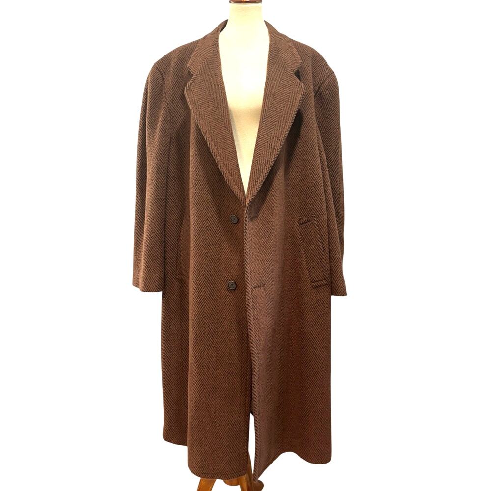 VTG Pierre Cardin Pure Wool Trench Overcoat Dark Academia Quiet Luxury Camel XXL